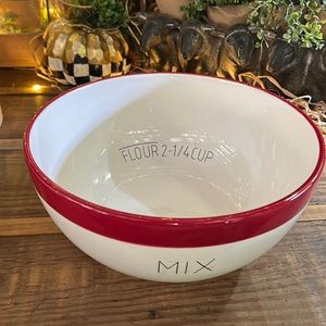 Pottery barn ceramic red & white mixing bowl